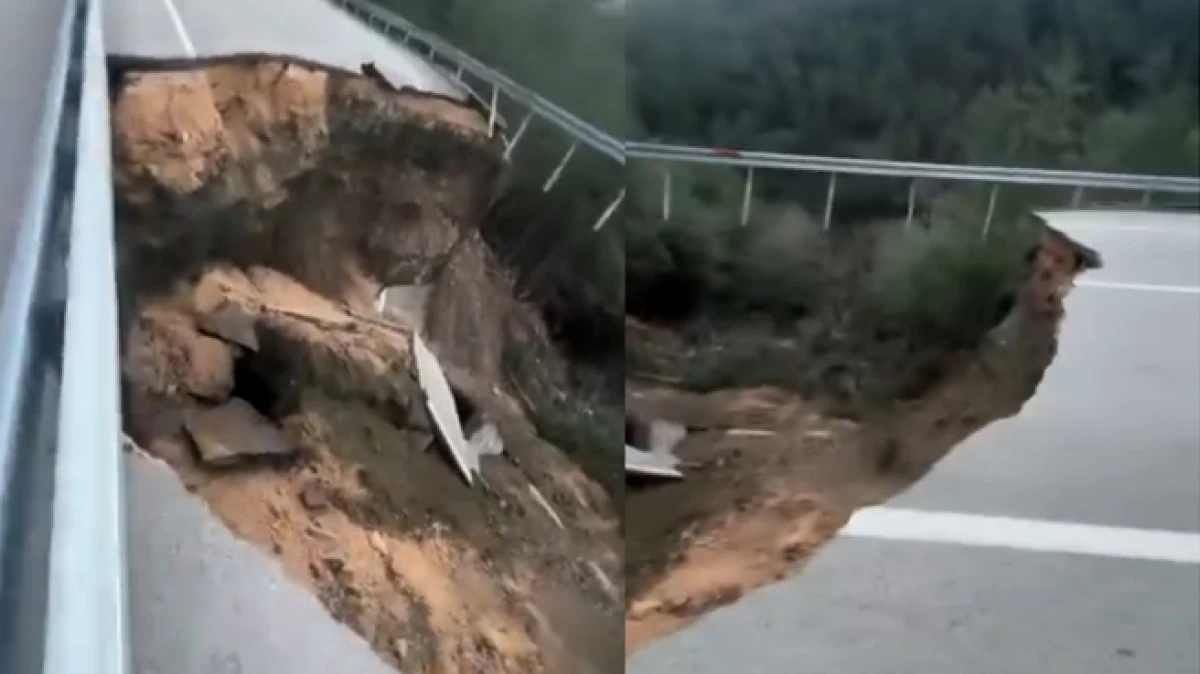 Antalya&rsquo;da &ccedil;&ouml;ken kara yolunda 10 metrelik &ccedil;ukur oluştu