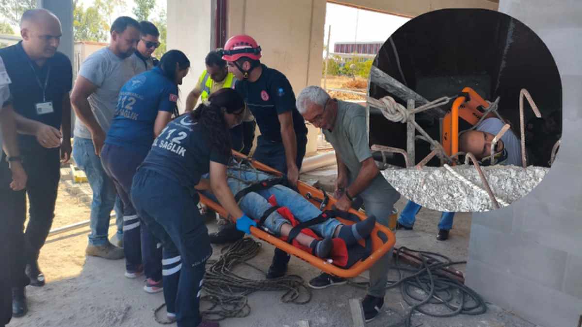 Antalya’da kuyuda mahsur kalan yaralı çalışanı itfaiye ekipleri kurtardı 