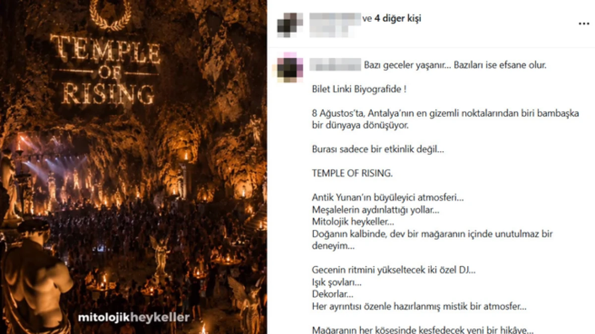 Karataş Mağarası&rsquo;nda 'Antik Yunan' temalı parti